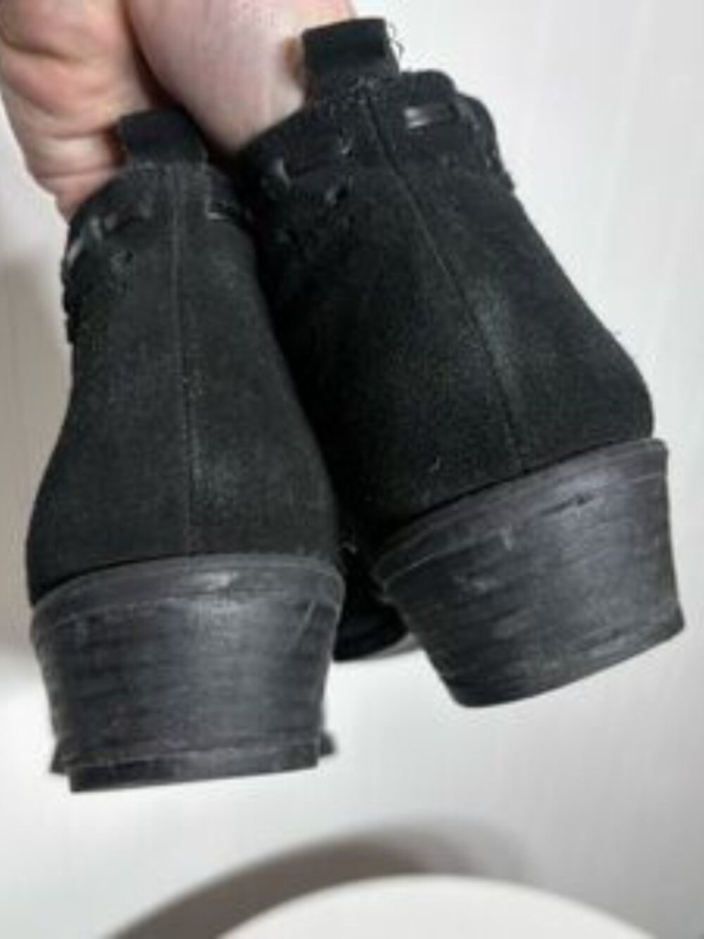 Franco Sarto Black Suede Ankle Boots Western Minimalist Boho Chic - Picture 6 of 6